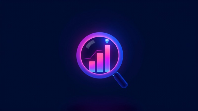 Glowing magnifying glass over a growth chart — SEO and Google Ads